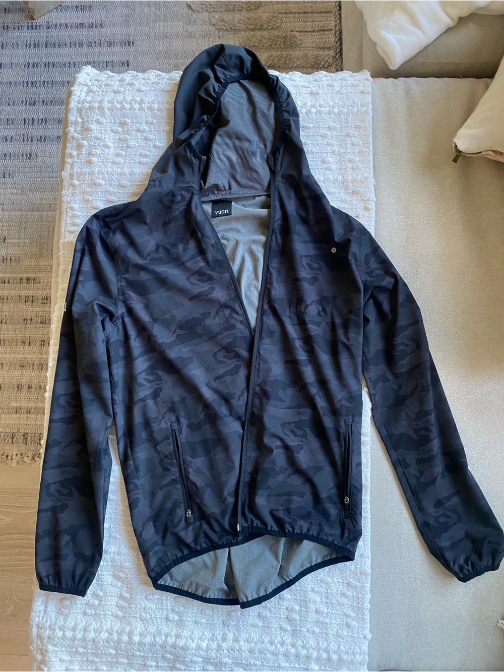 Vuori Black Camo Hooded Windbreaker Jacket